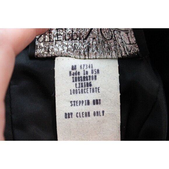 Vintage 80s Dress Size 5 Lace Black Velvet Goth Party Prom Steppin Out USA Bow - Picture 13 of 14